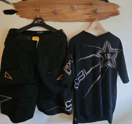 Fox / Rockstar Downhill Kleidung Set Schwarz Grösse M/34
