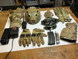 Airsoft-Set, Helm, Schutz, Zubehör