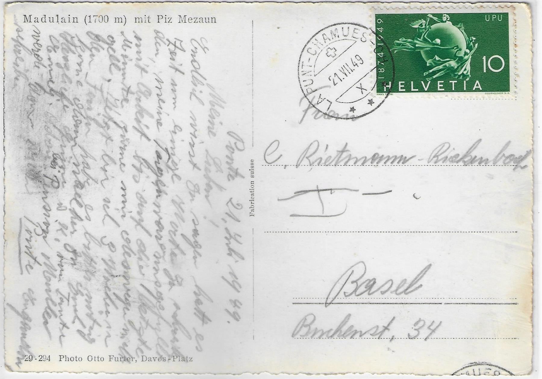 Cartoline postali: Madulain mit Piz Mezaun – Usato da Ettingen venduto da Kartenplanet 1