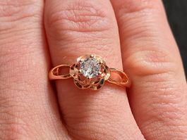 Ring mit Zirkonia, vergoldet 585, 2g, size 8 (57)