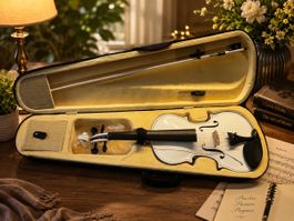 Violinen-Set, weiß, Größe 4/4, mit Koffer und Bogen