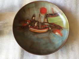 Assiette céramique vintage Valbrona Italie Painte à la main