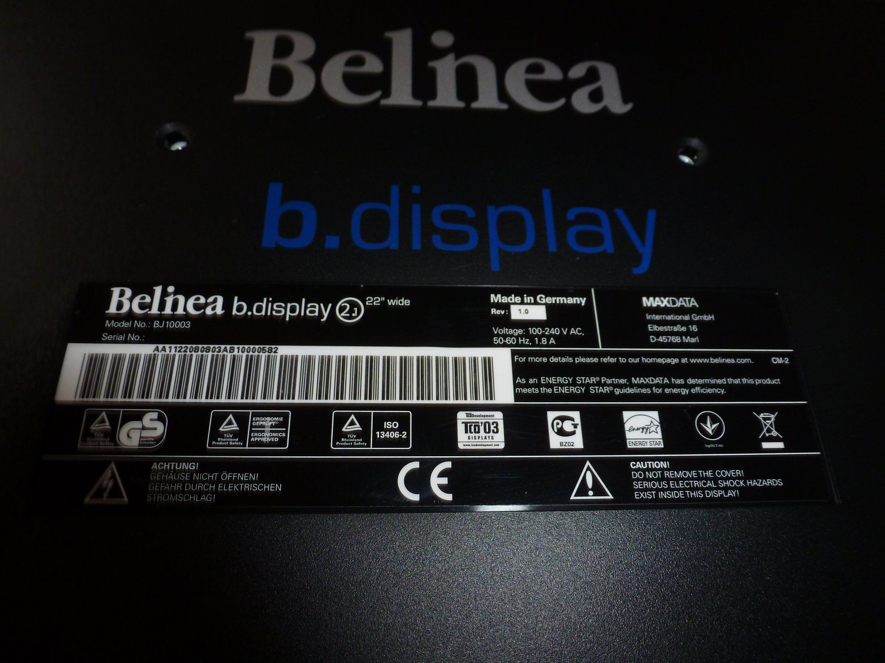 Monitor: 22" Monitor Bildschirm Display Belinea b.display 2.1 Stühle – Usato da Burgdorf venduto da ronald-keller 3
