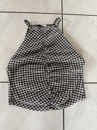 Zara Top, Schwarz/Weiss Kariert, Gr. S