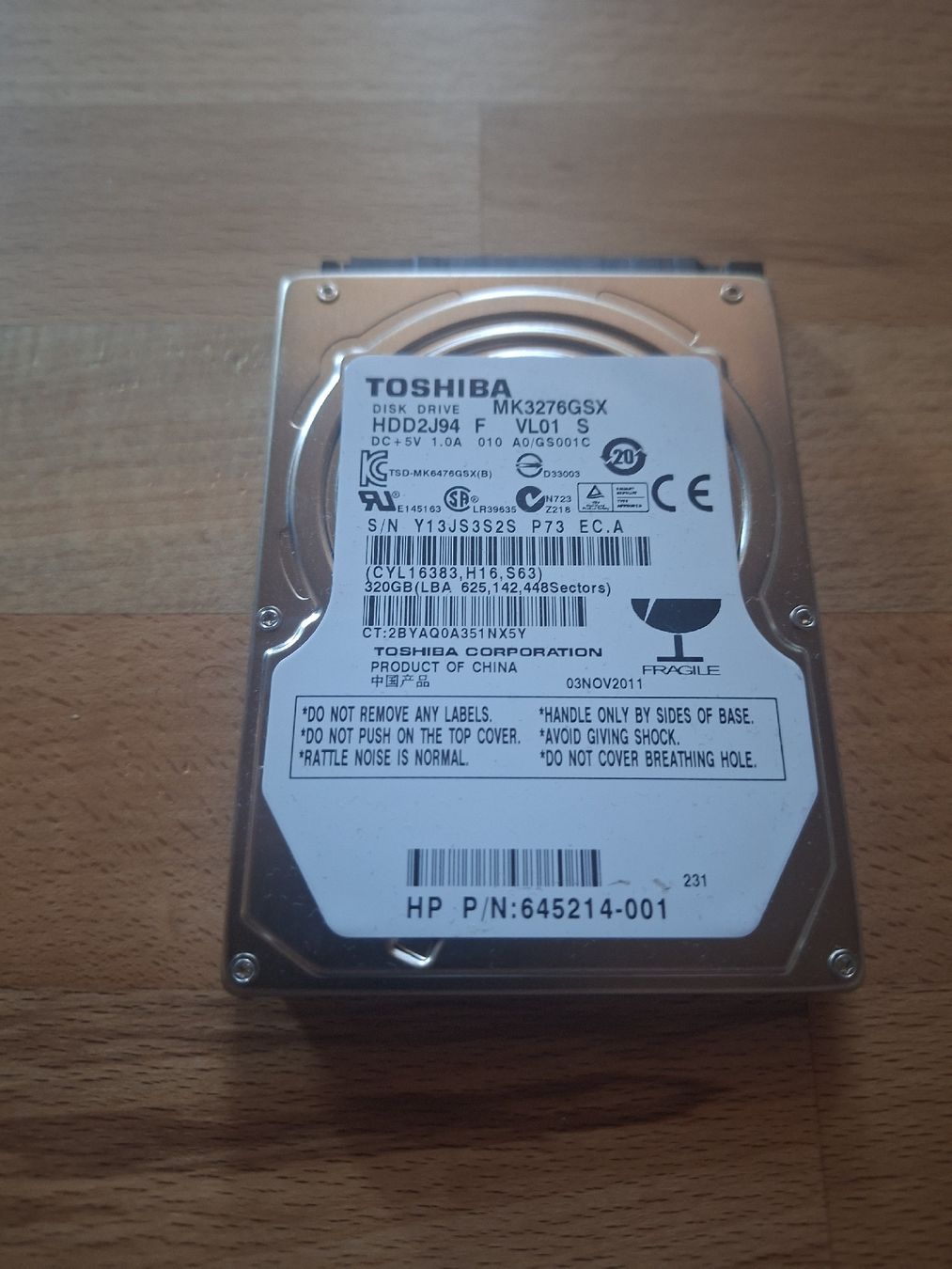 Toshiba Harddisks: HDD Toshiba 2.5" 320GB Sata – Gebraucht aus Neunkirch von MaElekt