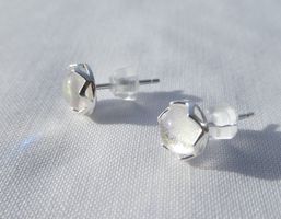 Ohrstecker mit synth. Mondstein , Sterlingsilber S925 / Neu