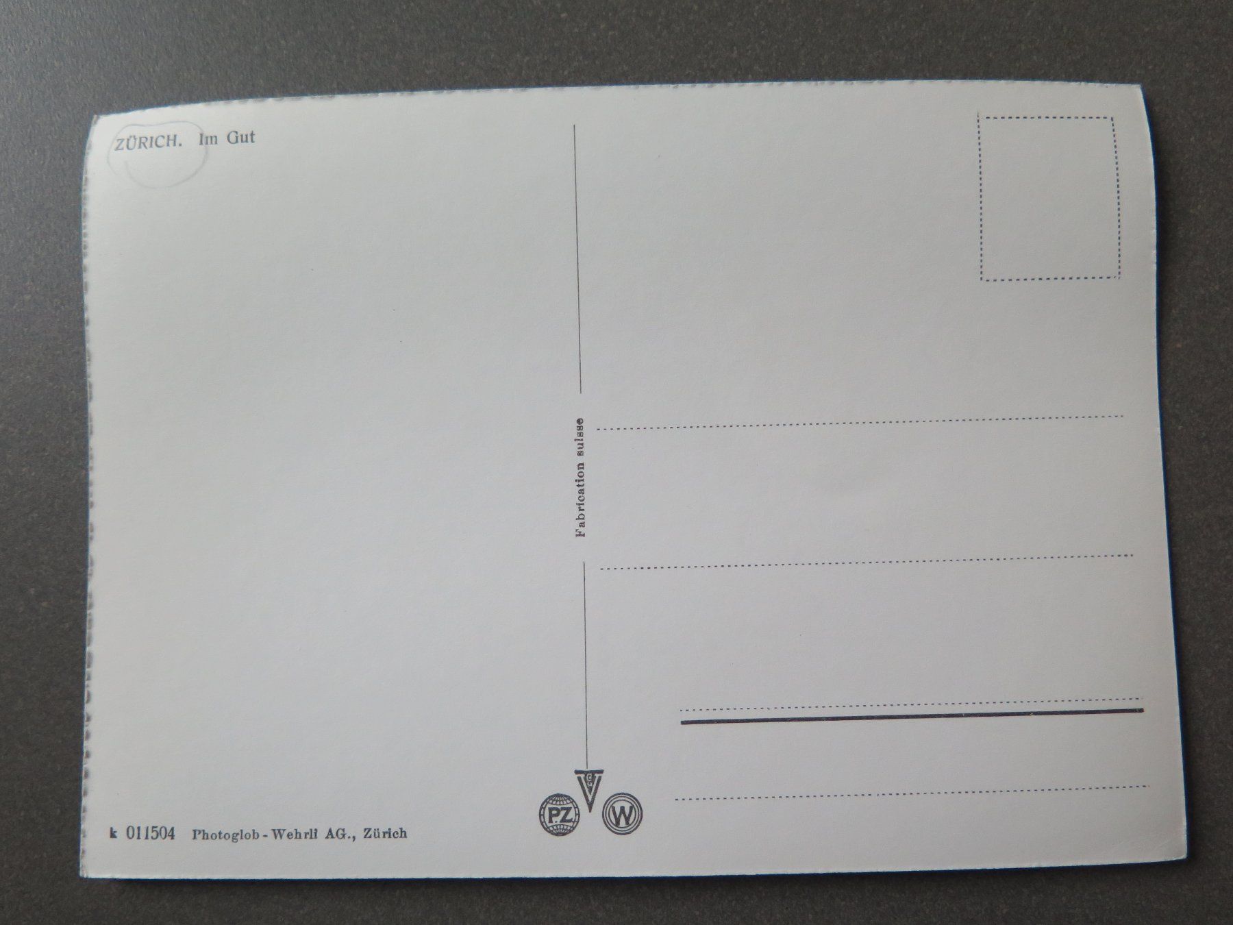 Cartoline postali: ZÜRICH - IM GUT – Usato da Wittenbach venduto da lipasal 1
