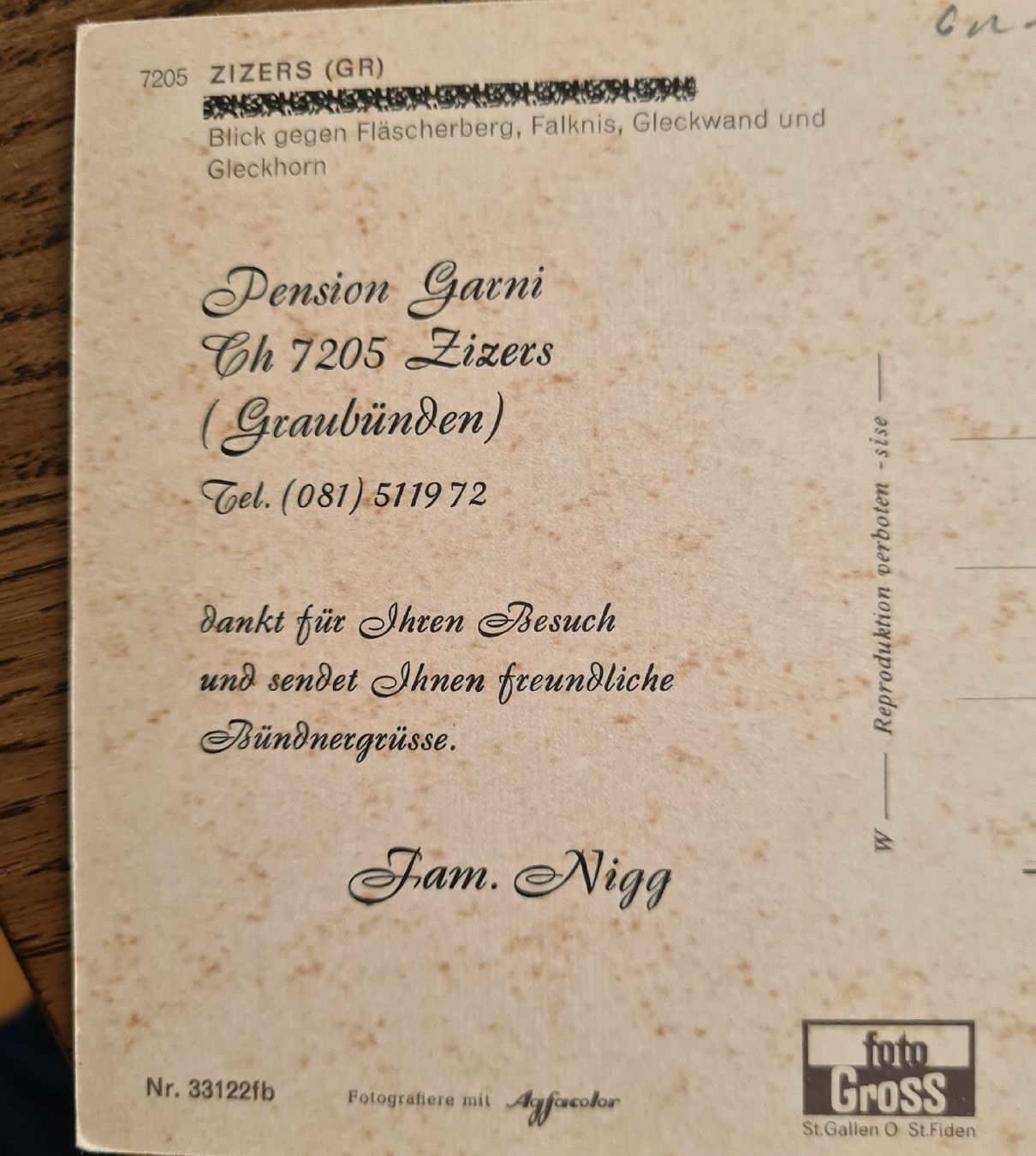 Cartoline postali: Zizers – Usato da Ebikon venduto da Donar50 1