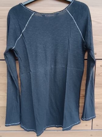 Not Shy T-shirt noir manches longues coton flammé taille L