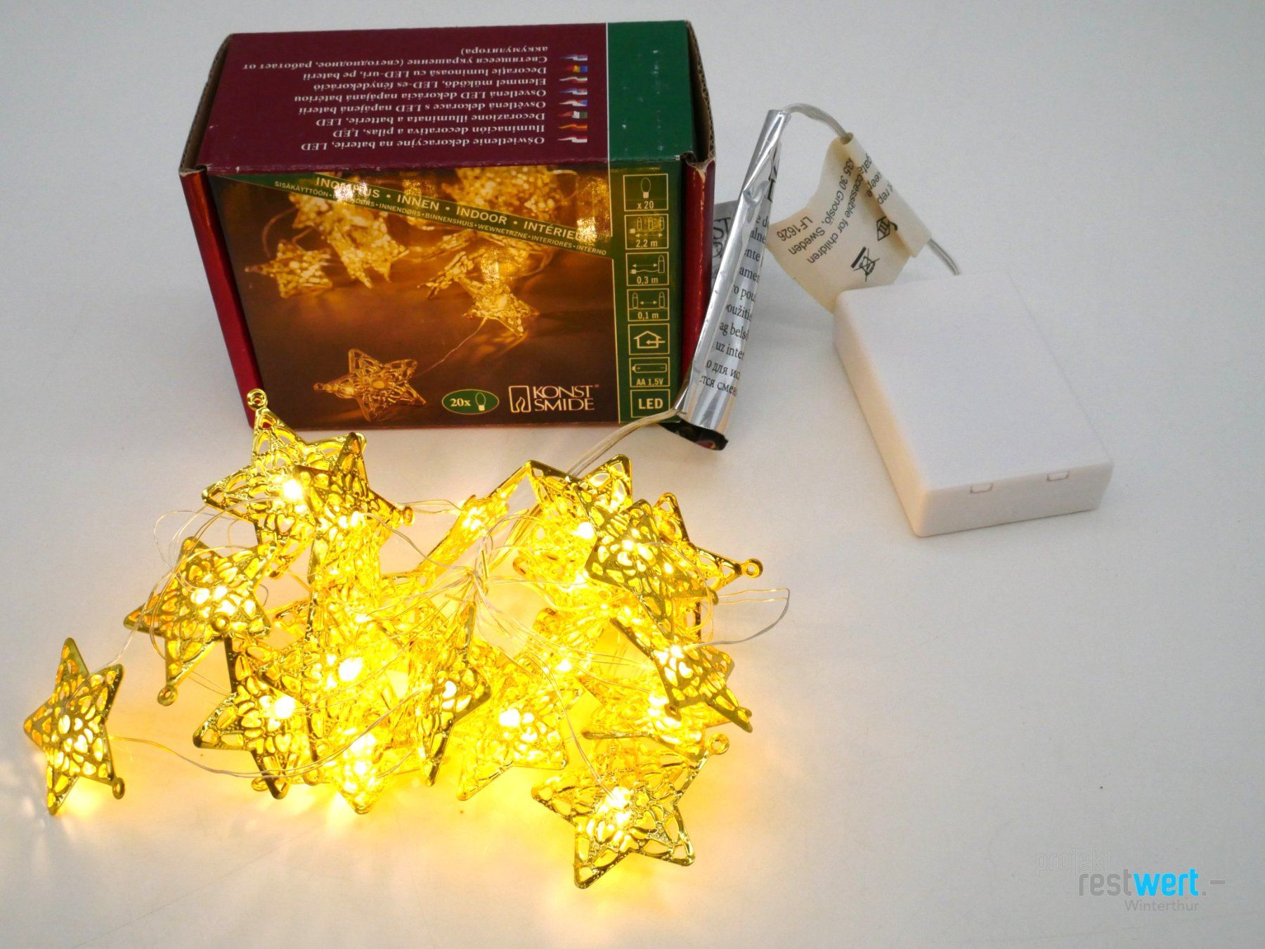 Ghirlande e barre luminose: KONSTSMIDE Lichterkette Sterne Gold – Nuovo (secondo la descrizione) da Winterthur venduto da Restwert_Winterthur