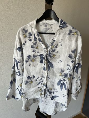  Leinenbluse mit Blumenmuster M L 40 42
