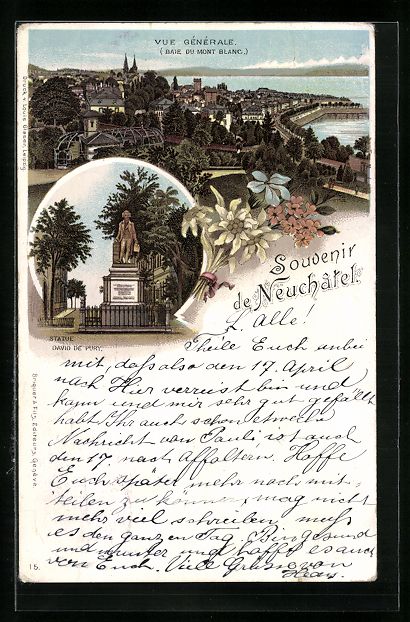 Cartes postales: Litho Neuchatel, Vue Generale, Baie du M – D'occasion à Berlin par bartko-reher