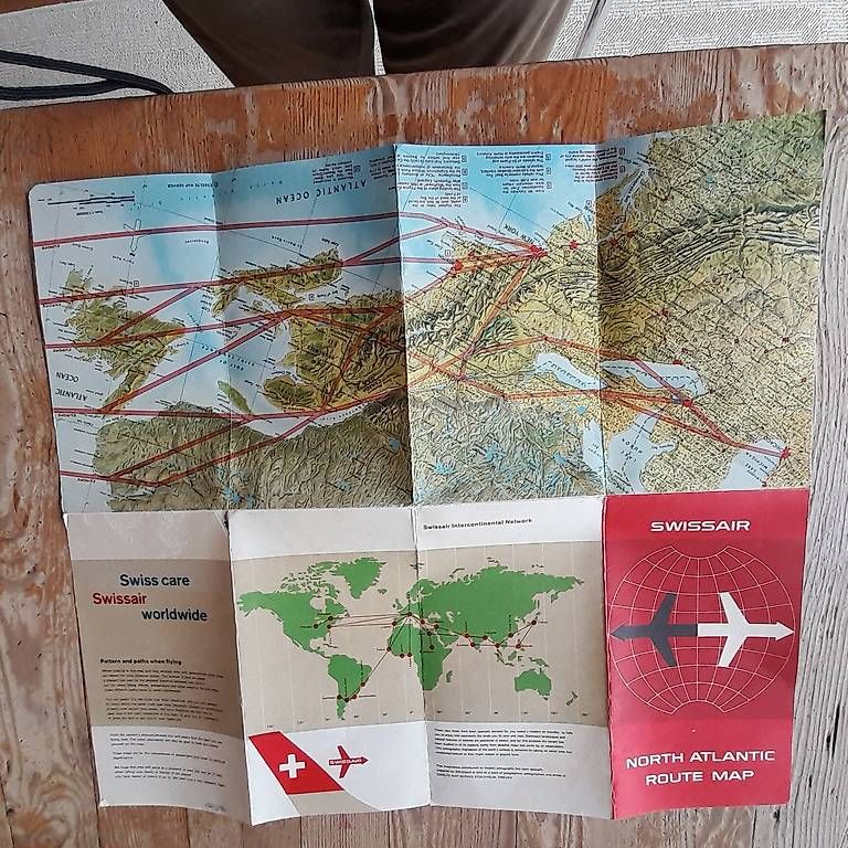 Cartine & Atlanti: Swissair Flugkarte +Flugplan – Usato da Erlinsbach SO venduto da Ginkel 2