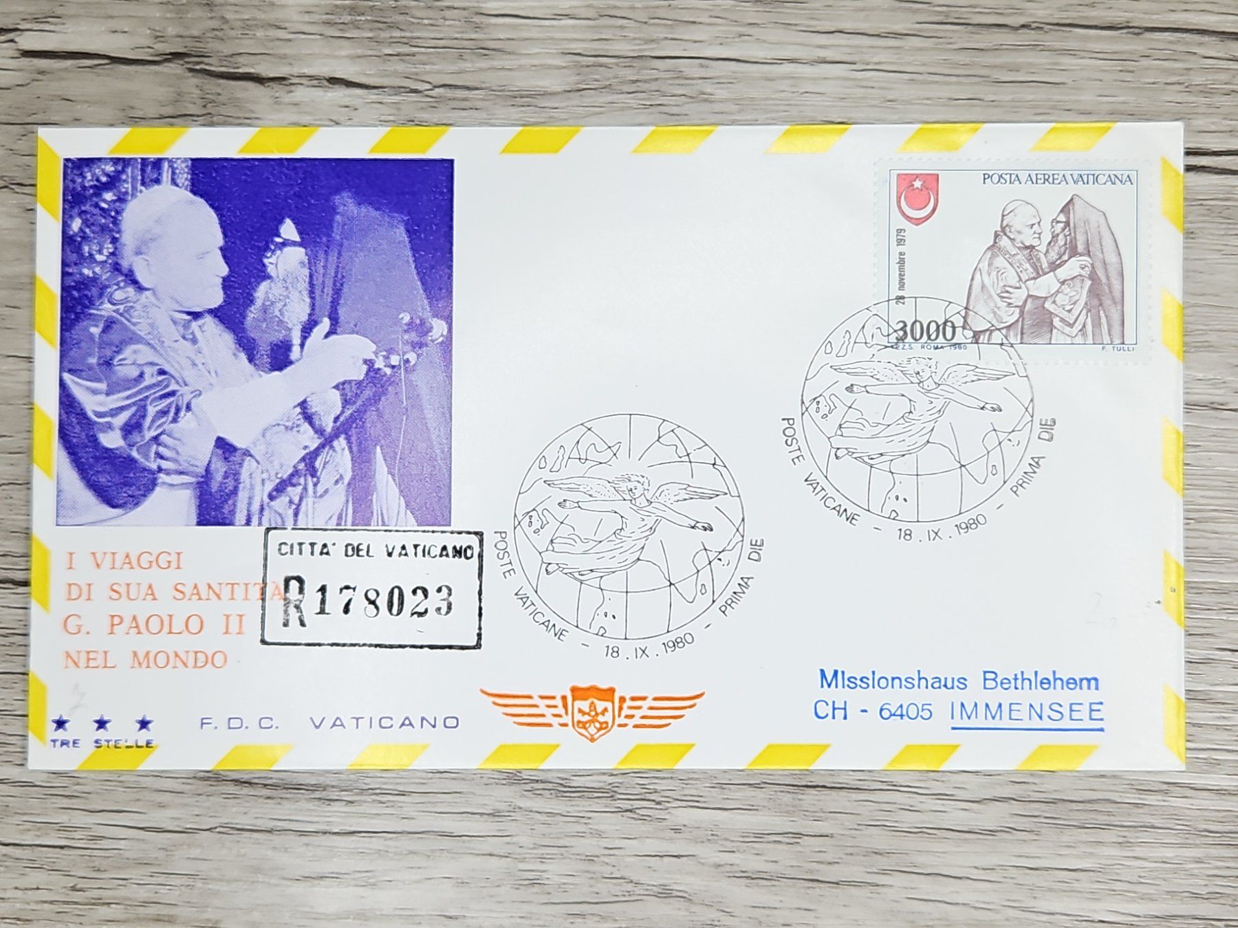 Tutti i francobolli: CL05 Enveloppe + Timbre Poste Vaticane 1980 – Usato da Cousset venduto da Patrick_Collections