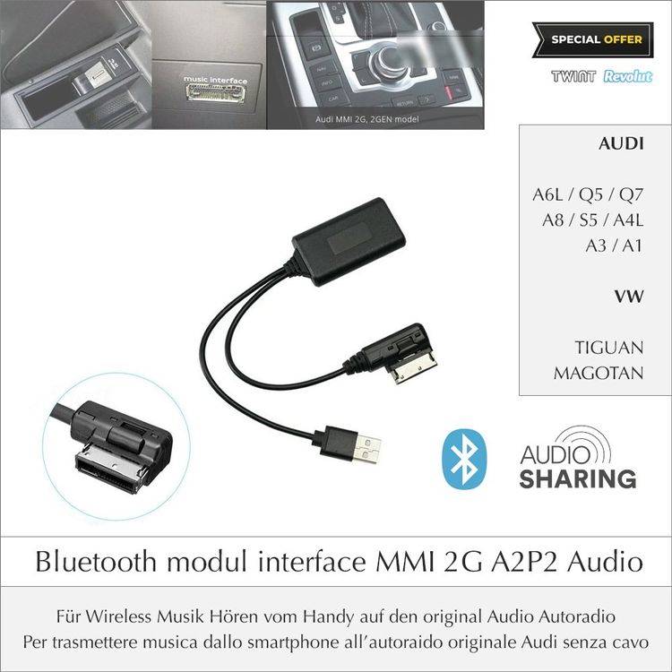 Audi VW Bluetooth Adapter MMI 2G Autoradio Aux