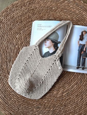 Handmade crocheted tote bag beige new