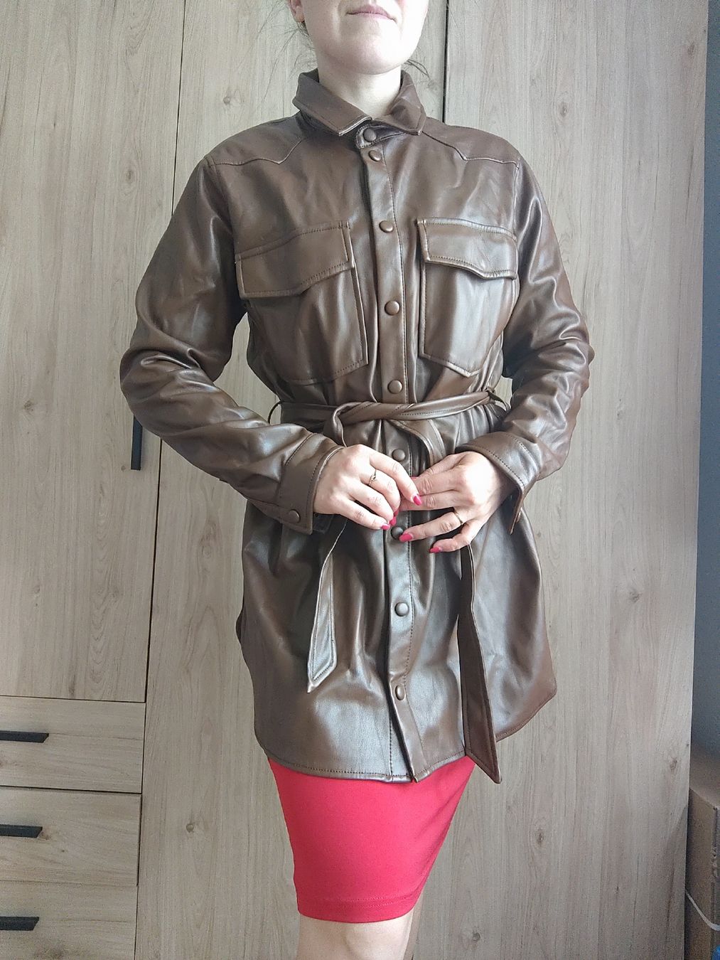 Giacche: Brown Faux Leather Jacket Size 44 – Usato da Mägenwil venduto da VintageGirly 1