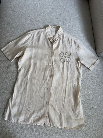 VINTAGE CREAM EMBROIDERED LINEN BLOUSE