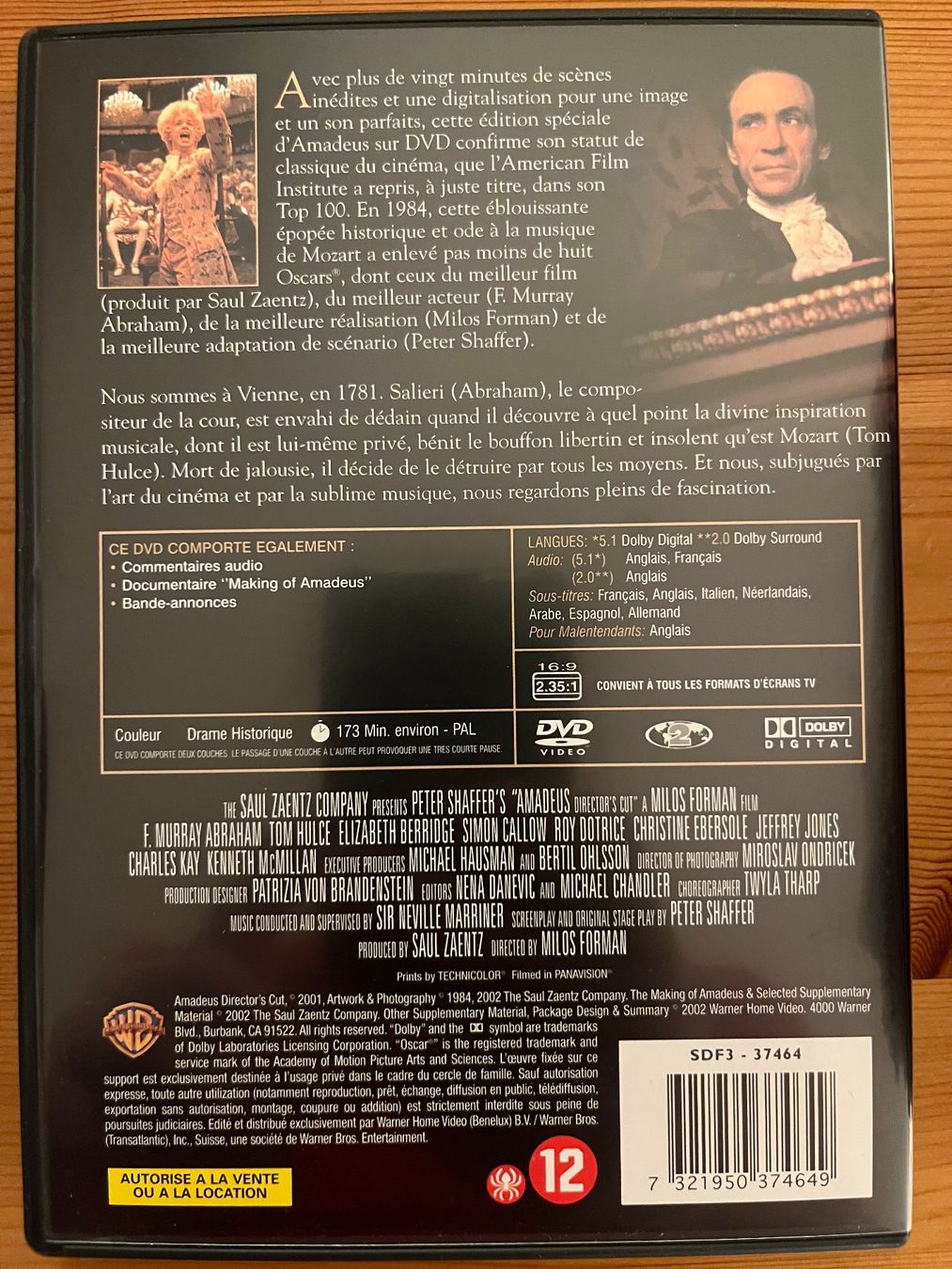 Tutti i DVDs: AMADEUS - MILOS FORMAN – Usato da Lausanne venduto da sbar224 1