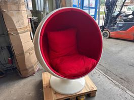 Cool Retro Egg Ball Chair, rot/weiss, Designklassiker!