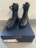 Bottines doublées cuir noir “Caprice” semelles à profil 36