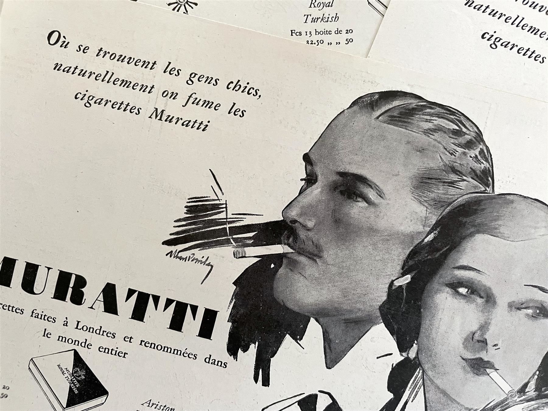 Foto & Immagini: Muratti Cigarettes - 3 alte Werbungen / Publicités 1930 – Usato da Savagnier venduto da Ne2065