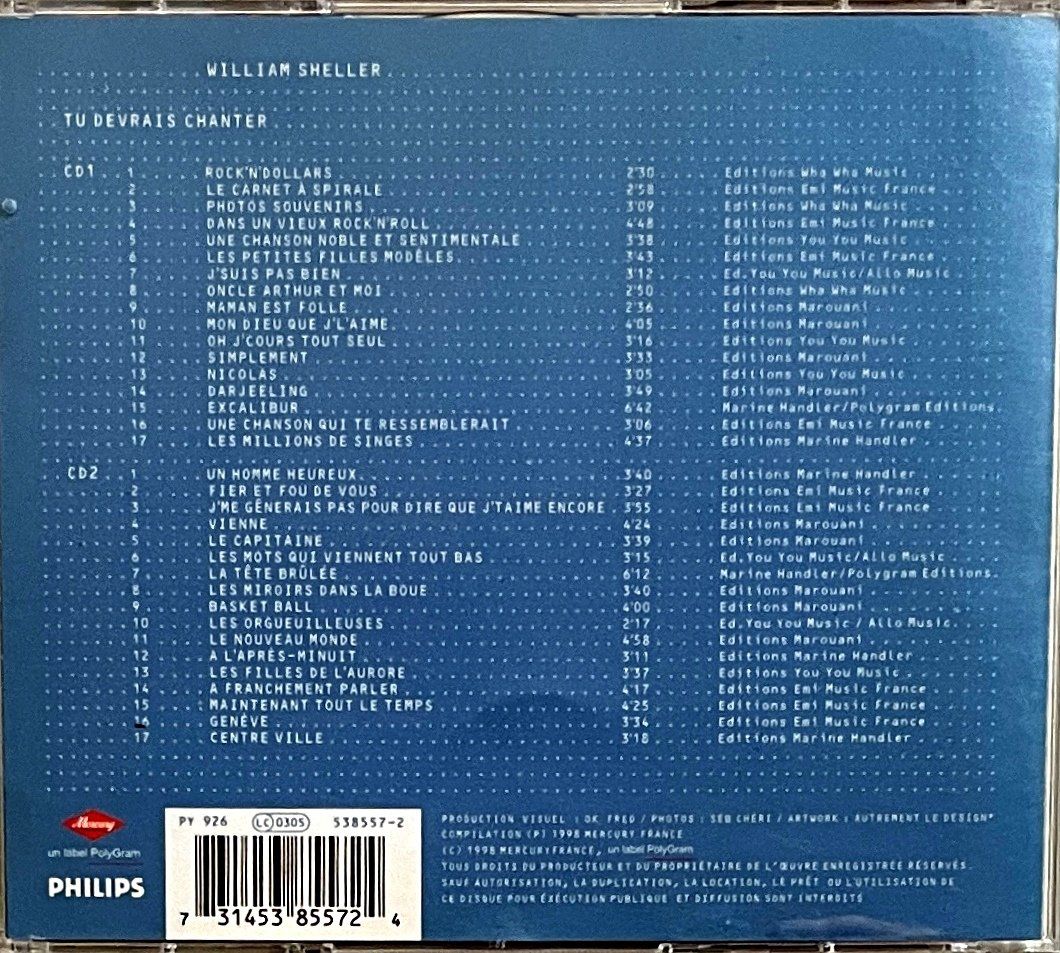 CDs: William Sheller 2 CD's - Tu devrais chanter – D'occasion à Savagnier par Ne2065 1