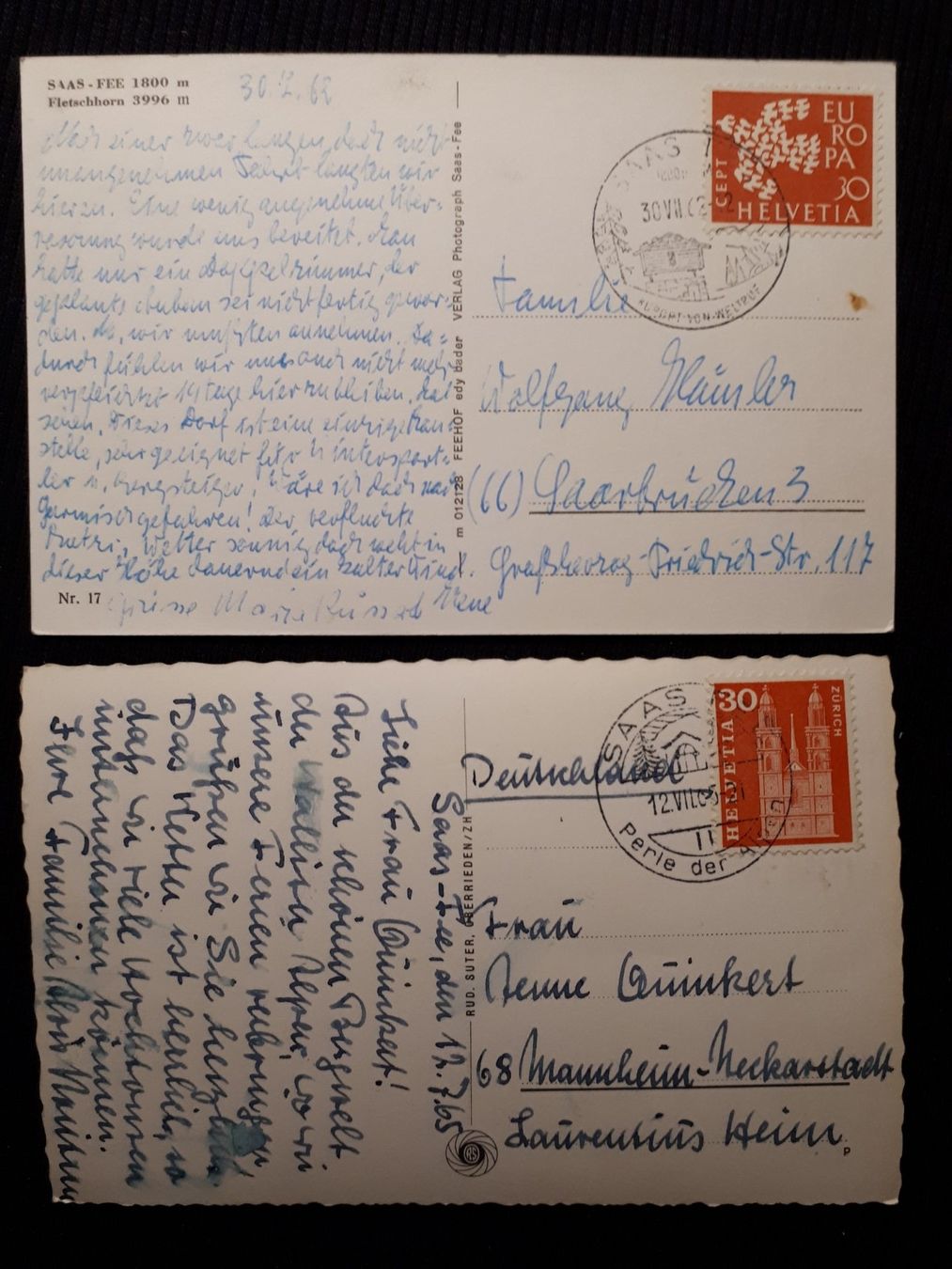 Ansichtskarten: 2 X SAAS - FEE – Gebraucht aus Ponto Valentino von giorgia06 1