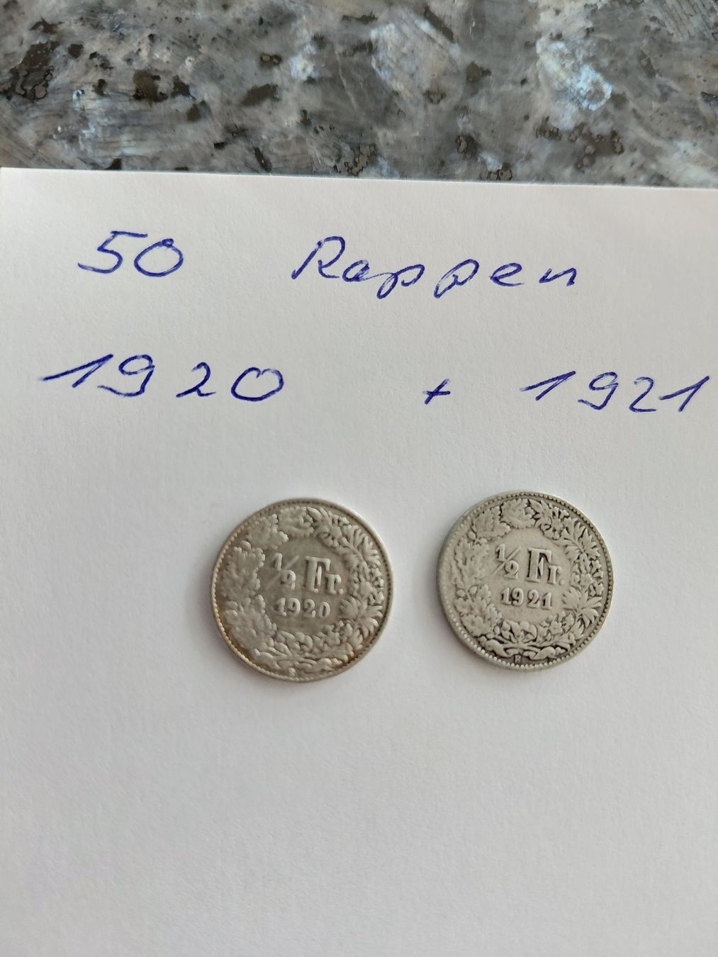 Toutes les monnaies: 50 Rappen 1920 1921 – D'occasion à Bonaduz par topolino052