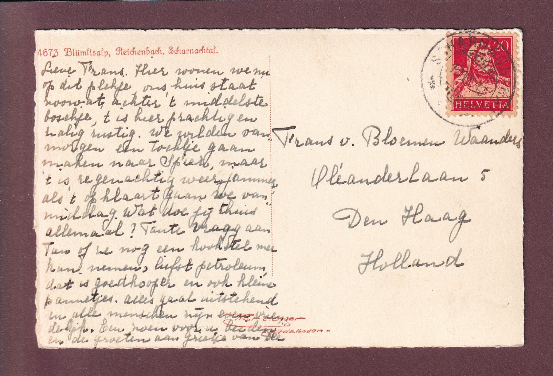 Cartoline postali: REICHENBACH - Scharnachtal - 1933 - E. Gyger – Usato da Pully venduto da nicecards 1