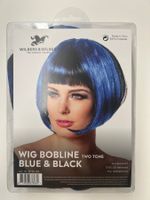 Bobline-Perücke (Blau/Schwarz)