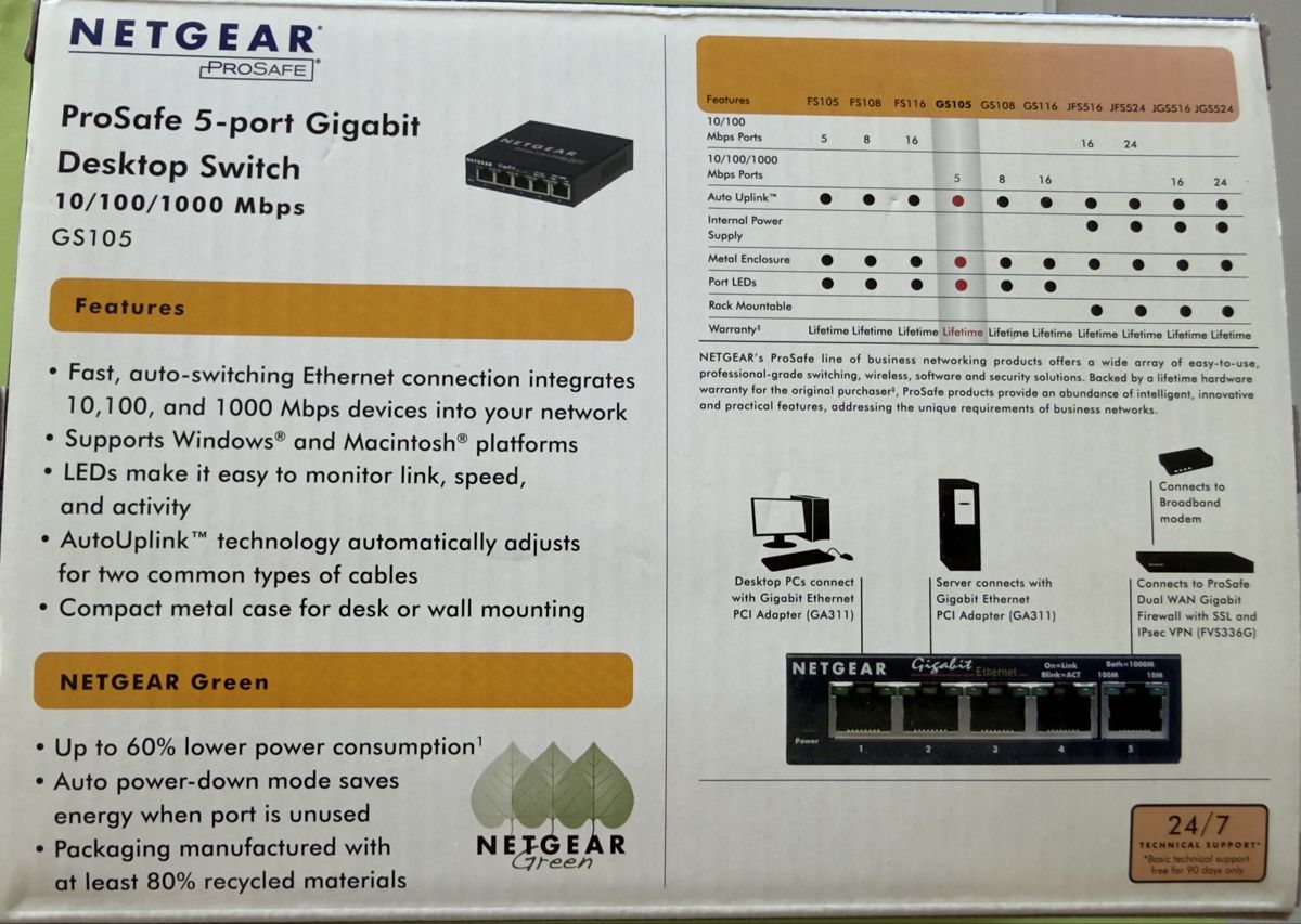 Netgear Modem & Router: NETGEAR ProSafe GS105 5-Port Gigabit-Desktop-Switch – Nuovo e nell'imballaggio originale da Basel venduto da tamy90 1