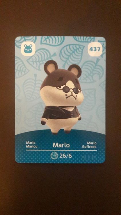 Carte Amiibo Animal Crossing – Série 5, Numéro 437 Marlou (Marlo) – 100% NEUVE Sous Emballage