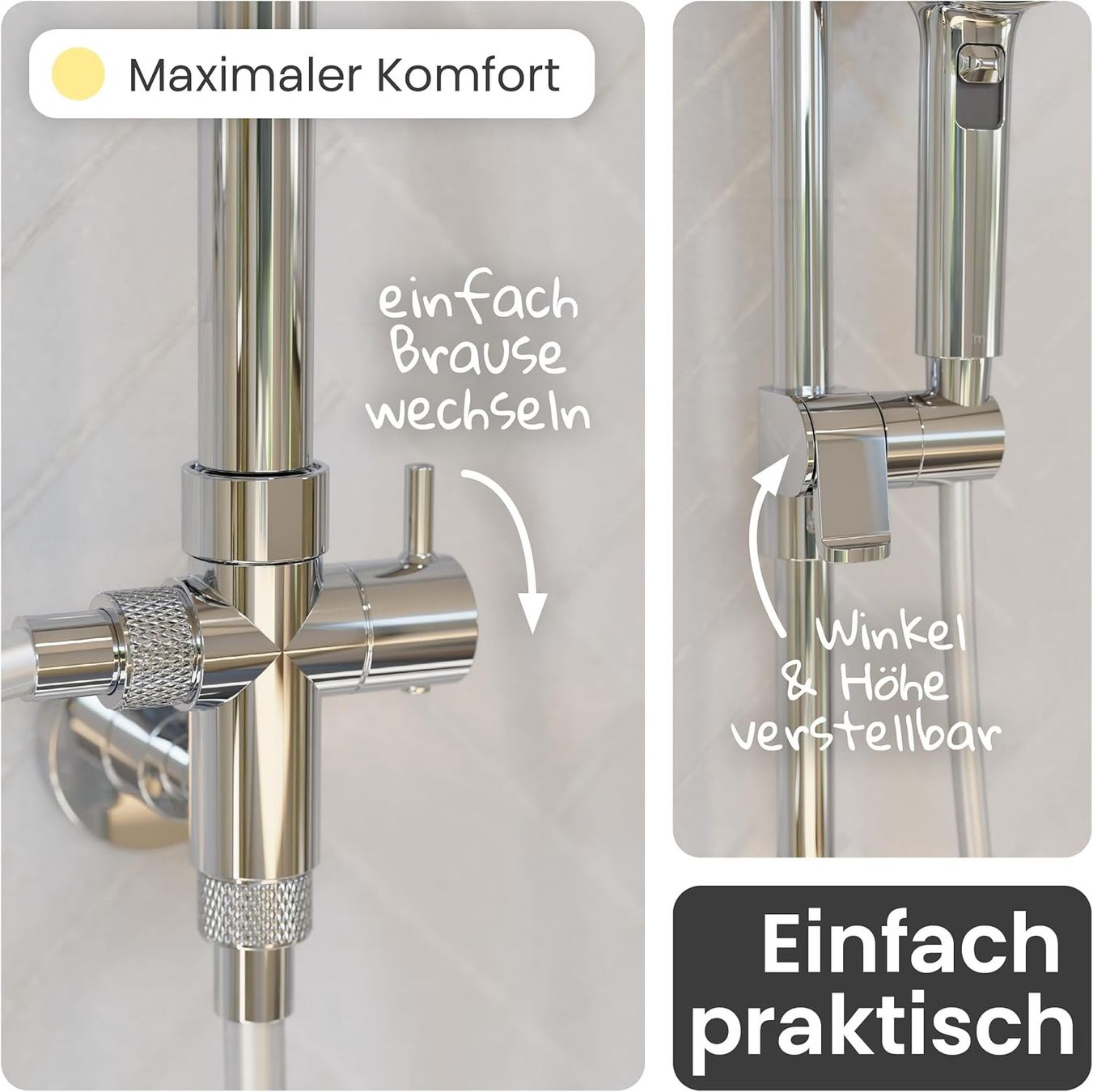 Docce: Regendusche Duschsystem Chrom Weiß Set – Usato da Suhr venduto da SchnapperCH 4