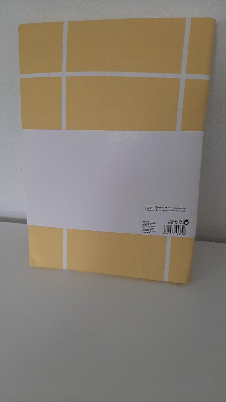 Biancheria da letto: Tchibo Renforcé-Bettwäschenset weiss-gelb Normalgrösse – Nuovo e nell'imballaggio originale da Aarburg venduto da NDK