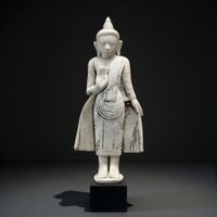 Alte Shan Buddha Statue Burma Skulptur Marmor Stein Figur