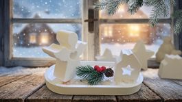 Weihnachtsdekoration Set Engel Haus weiss neuwertig
