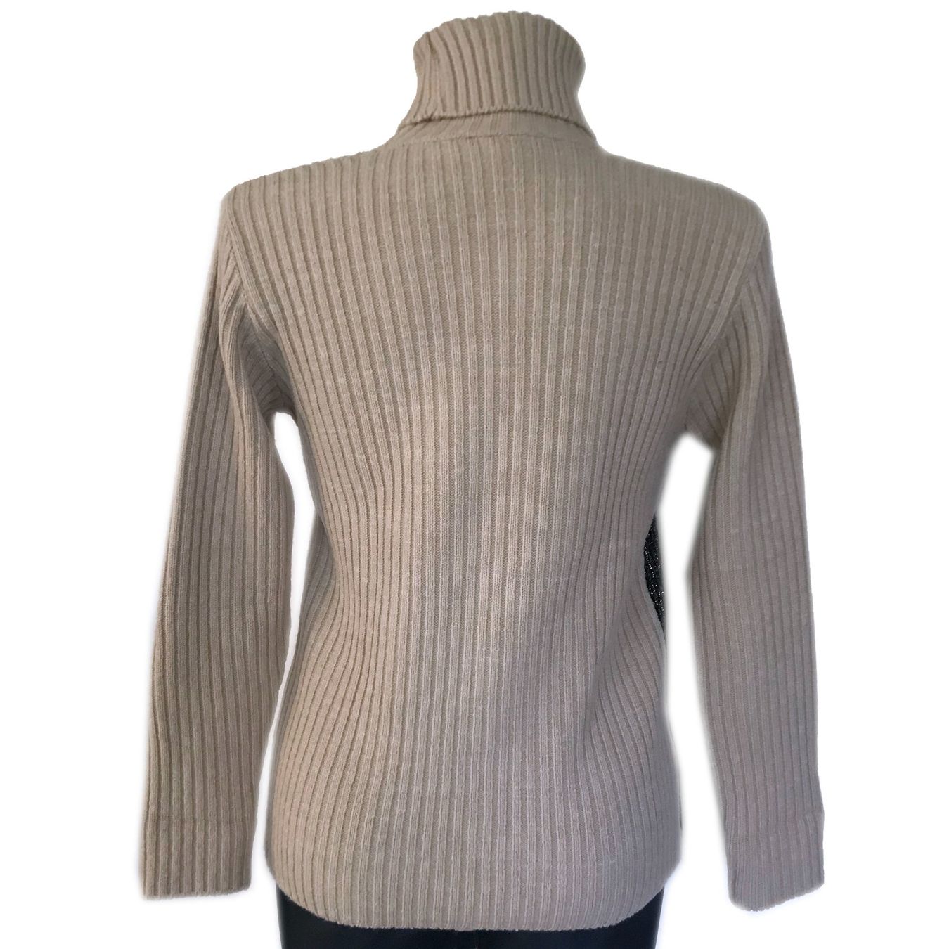 Maglioni & Felpe: Pullover beige Gr. M/L mit Lurexeinsatz schwarz 1960s – Usato da Brüttisellen venduto da Buxus 1