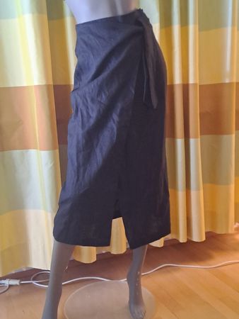 Damen Wickelrock schwarz 100% Leinen Grösse S neu