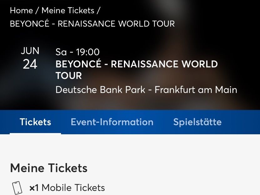 Beyoncé Renaissance World Tour Tickets Kaufen auf Ricardo