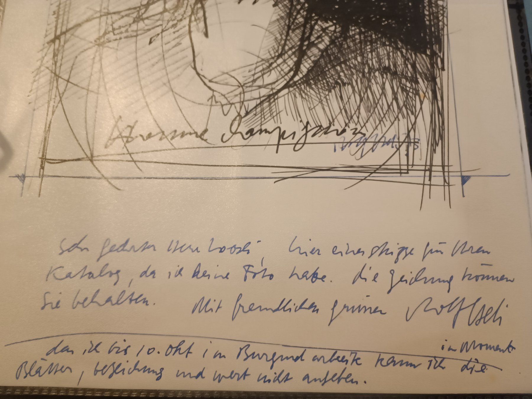 Autografi: Rolf Iseli - original Zeichnung - handsigniert – Usato da Menziken venduto da Artographs 2