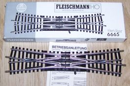 Fleischmann HO 6665 Kreuzungsweiche, Neusilber, Pr.2,7 mm