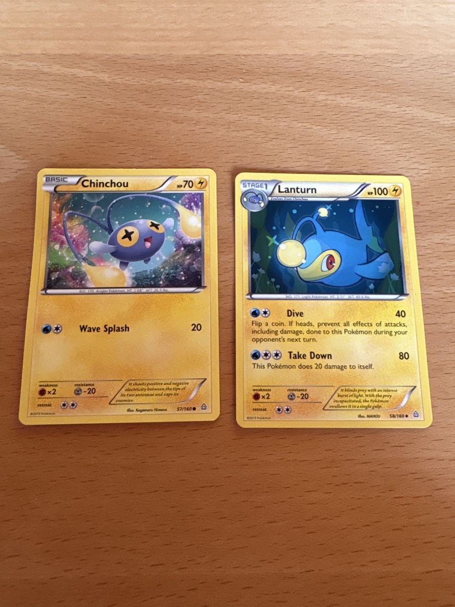 Pokémon Sammelbilder & Trading cards: 2 Pokemon Karten: Chinchou & Lanturn – Gebraucht aus Balsthal von Sven.sch
