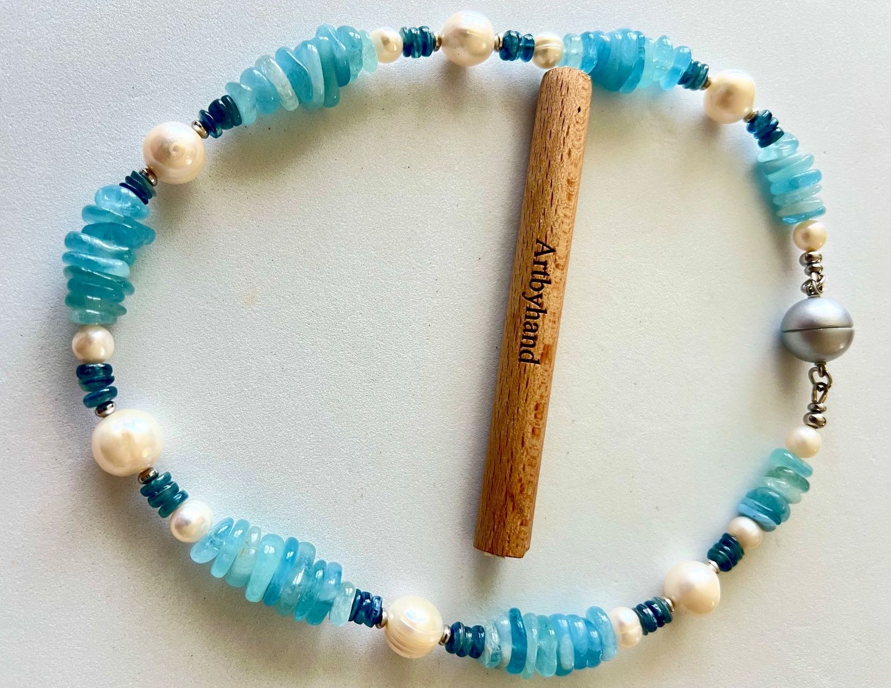 Ketten: Prunkstück: Aquamarin / Saphir Collier mit Barockperlen – Gebraucht aus Ruswil von artbyhand 5
