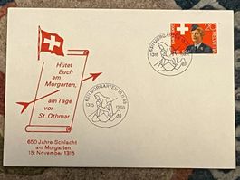1 FDC CH Einzelmarke 1965 Schlacht am Morgarten