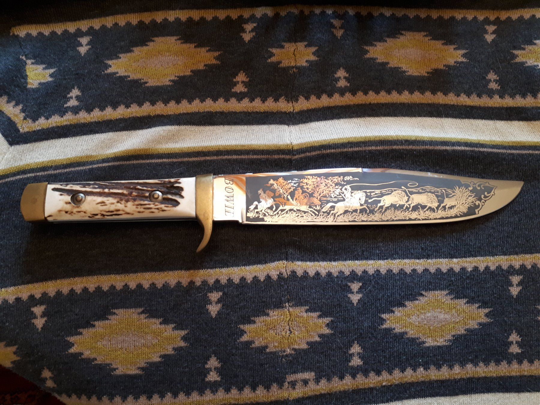 Accessori: BOWIE Messer mit Indianer Büffel Szene – Nuovo (secondo la descrizione) da Kerns venduto da KIRSCHE06