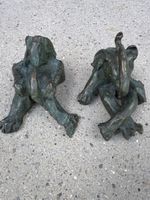 2 signierte Bronze-Elefanten Skulpturen