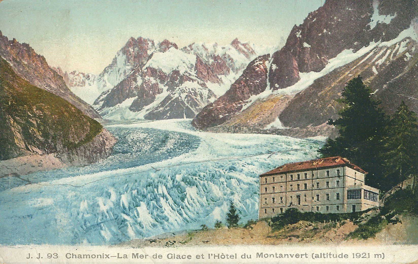 Cartoline postali: Alte Ansichtskarte: Chamonix - Mer de Glace, Hotel - 1907 – Usato da Flums venduto da Guscha1