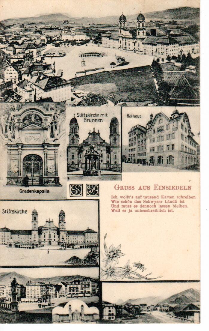 Ansichtskarten: Gruss aus Einsiedeln  1909 – Gebraucht aus Wolhusen von Curver9