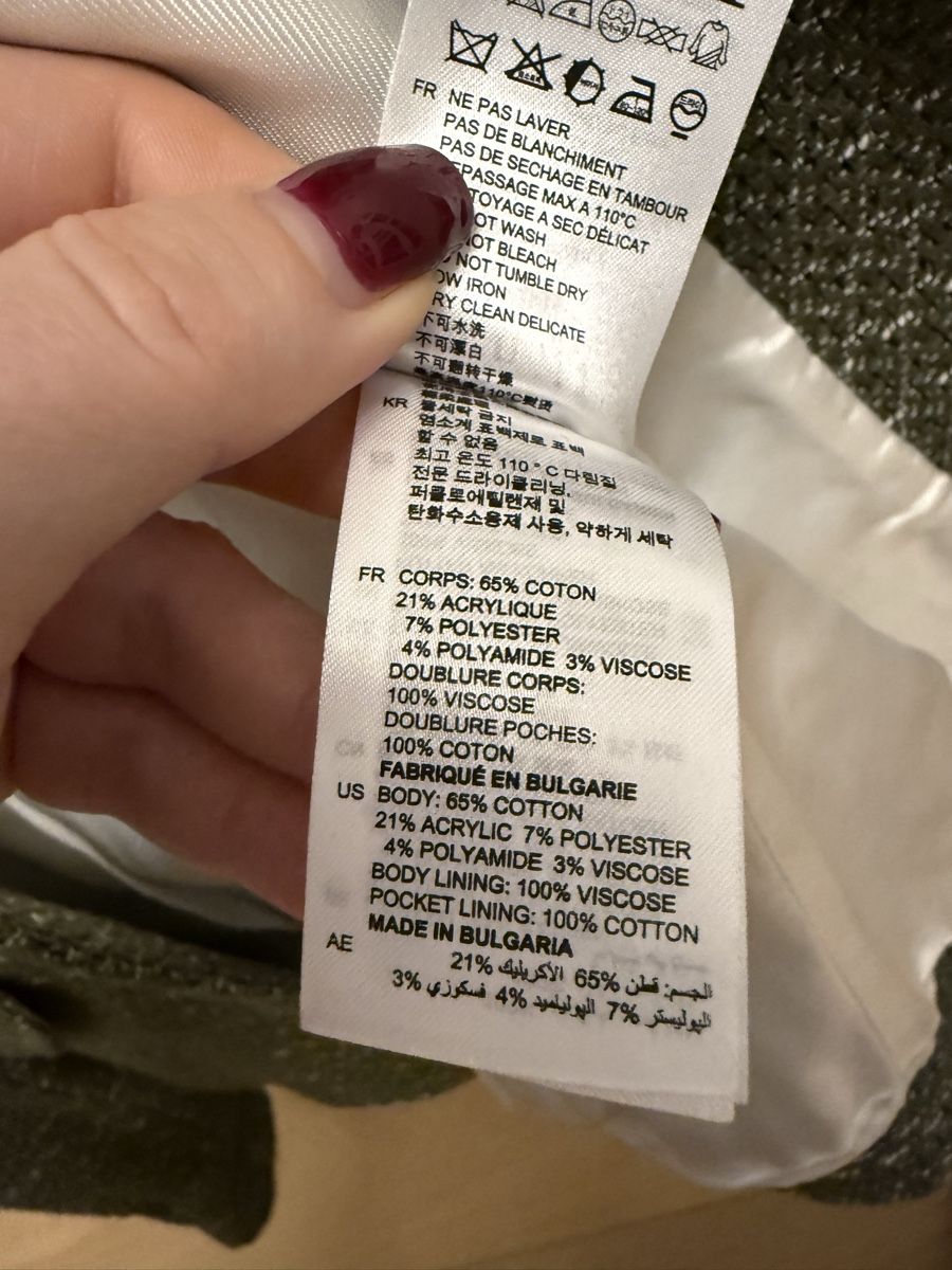 Sandro Giacche: Sandro Paris Tweed Jacke, Gr. 36, Khaki – Nuovo (secondo la descrizione) da Uitikon Waldegg venduto da SIMI086 6